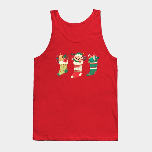 Christmas Socks Tank Top by Mako Design 